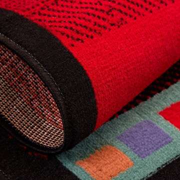 Stylish Home Dynamix Sagrada Area Rug 5x7 Black/Red/Ivory