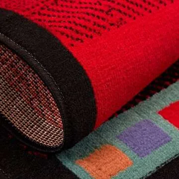 Stylish Home Dynamix Sagrada Area Rug 5x7 Black/Red/Ivory