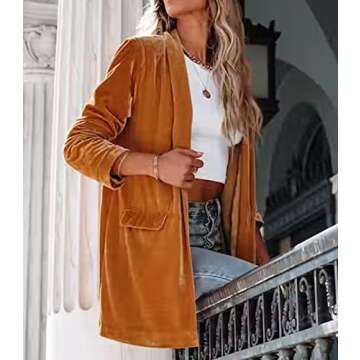 Kedera Women Velvet Blazer Jackets Casual Long Sleeve Lapel Collar Pocketed Blazer Suits Work Outfit...