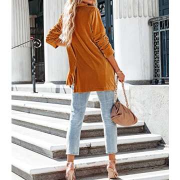 Kedera Women Velvet Blazer Jackets Casual Long Sleeve Lapel Collar Pocketed Blazer Suits Work Outfits Gold