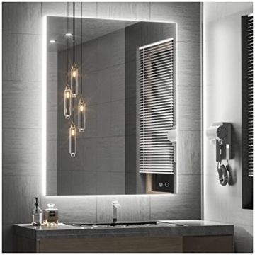 Keonjinn LED Bathroom Mirror 28" x 36" with Backlit, Led Mirror for Bathroom, Mirror with Lights Wal...