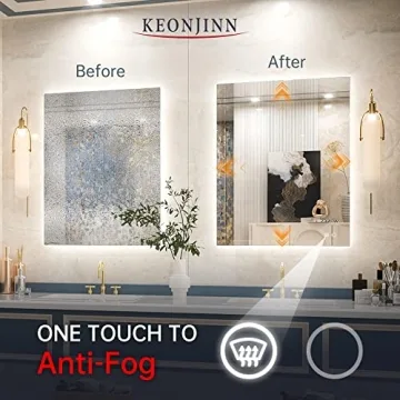 Keonjinn LED Bathroom Mirror - Dimmable & Defogging Feature