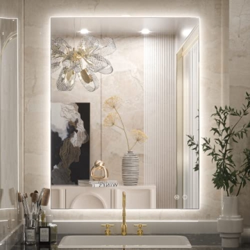 Keonjinn LED Bathroom Mirror - Dimmable & Defogging Feature