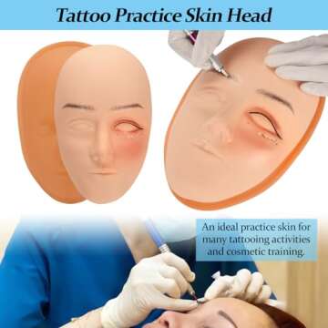 Tattoo Practice Skin Head, ATOMUS Facial Tattoo Training Skin Support Base, Soft Rubber Fake Skin fo...