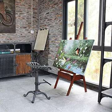 BOKKOLIK Industrial Tractor Seat Bar Stools Swivel Metal Seat Rustic Kitchen Dining Chairs Height Ad...