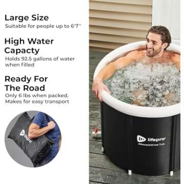 Lifepro Portable Ice Bath Tub with Lid and Storage Bag - Lightweight, Durable Cold Plunge Tub for Ho...