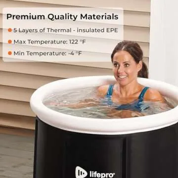 Lifepro Portable Ice Bath Tub with Lid and Storage Bag - Lightweight, Durable Cold Plunge Tub for Home Therapy Sessions -Home & Travel Ice Bath Tub for Adults and Athletes - 14°F - 122°F Temp, Outdoor