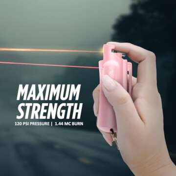 Guard Dog Security AccuFire Pepper Spray for Self Defense, World’s Only Laser Sight pepper spray, Maximum Strength, Red Keychain Pepper Spray with Belt Clip for quick access, 16 Feet Safety Range