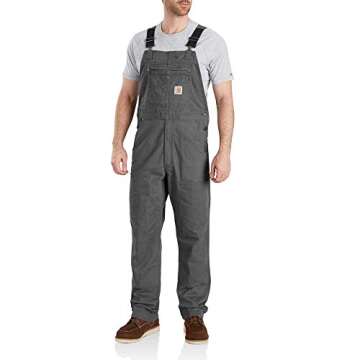 Carhartt Men's Rugged Flex Relaxed Fit Canvas Bib Overall, Gravel, 36 x 32