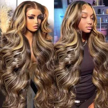 220 Density 360 Lace Front Wigs Honey Blonde Body Wave Lace Front Wigs with Baby Hair Full 360 Glueless HD Transparent Lace Human Hair Wigs for Women 4/27