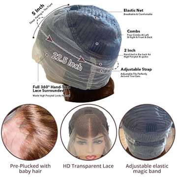 220 Density 360 Lace Front Wigs Honey Blonde Body Wave Lace Front Wigs with Baby Hair Full 360 Glueless HD Transparent Lace Human Hair Wigs for Women 4/27