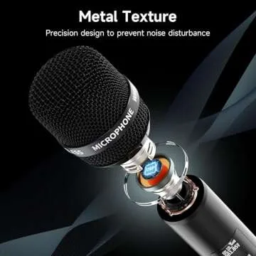 Wireless Microphones for Karaoke,Party,DJ & Wedding -40H Rechargeable Battery,One-to-One Chip Connection System,Metal Head Design,200FT Range,Plug and Play|Professional Karaoke Microphone for singing