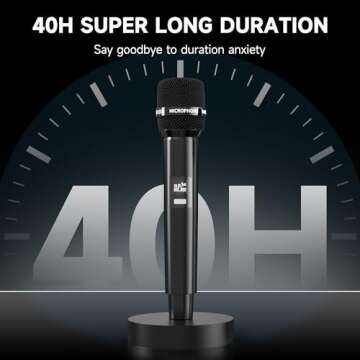 Wireless Microphones for Karaoke,Party,DJ & Wedding -40H Rechargeable Battery,One-to-One Chip Connection System,Metal Head Design,200FT Range,Plug and Play|Professional Karaoke Microphone for singing