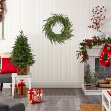 ENEV 24" Norfolk Pine Wreath: Real Touch Holiday Decor