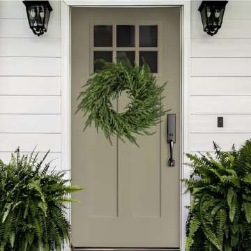 VEN Norfolk Pine Wreath for Front Door Holiday Decoration
