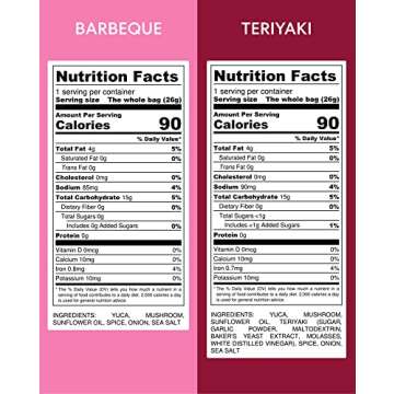 SNACKLINS Plant Based Crisps, Low Calorie Snacks, Vegan, Gluten-Free, Grain-Free, Healthy, Crunchy, Puffed Snack - Teriyaki & BBQ Variety Pack, 0.9oz (Pack of 12)