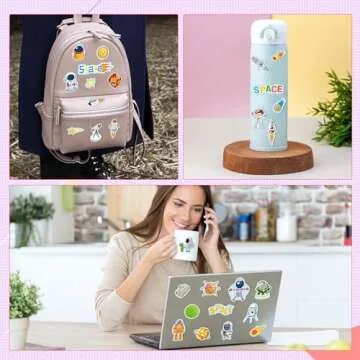 Dorgua 411Pcs Outer Space Stickers, 24 Sheets Space Alien Rocket Star Stickers Vinyl Waterproof Stickers for Kids Boys, Stickers for Water Bottle Laptop Scrapbook Decor Party Favors Gifts