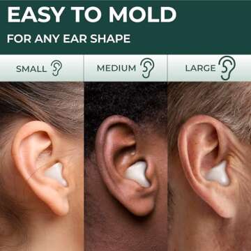 PQ Wax Ear Plugs for Sleeping, Swimming - 15 Soft Noise Cancelling Silicone Gel Wax Earplugs for Sleep and Swimmers, Ear Protection with Sound Blocking Level of 32 Db, (15-Pillows), Color: White