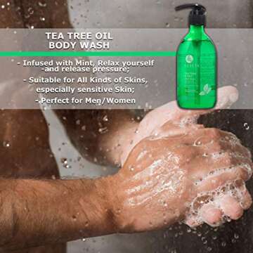 Luseta Tea Tree Oil Body Wash with Mint 33.8oz - Best Body Wash for Sensitive Skin