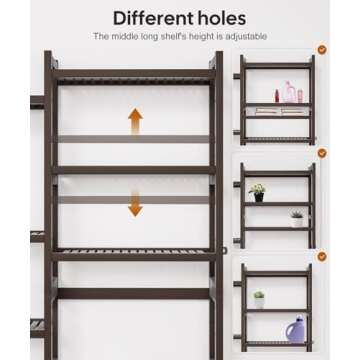 Homde Over The Toilet Storage with Basket and Drawer, Bamboo Bathroom Organizer with Adjustable Shelf & Waterproof Feet Pad, Space Saver Rack for Restroom, Laundry, Brown