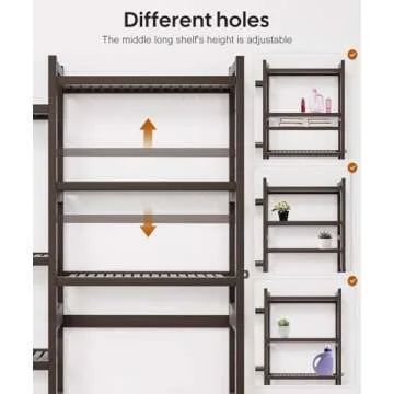 Homde Over The Toilet Storage with Basket and Drawer, Bamboo Bathroom Organizer with Adjustable Shelf & Waterproof Feet Pad, Space Saver Rack for Restroom, Laundry, Brown