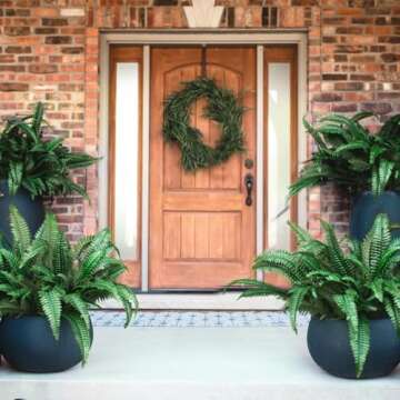 CQURE 45" Fake Ferns Artificial Plants Large,Artificial Boston Ferns Faux Hanging Plants for Outdoors Planter Home Garden Decor,60 Branches