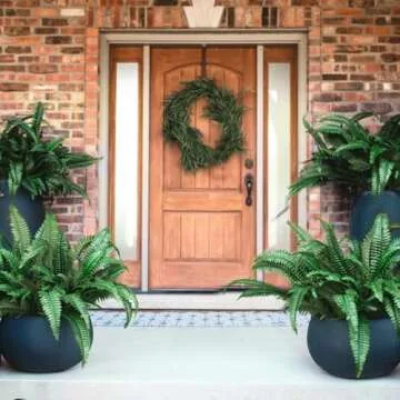 CQURE 45" Fake Ferns Artificial Plants Large,Artificial Boston Ferns Faux Hanging Plants for Outdoors Planter Home Garden Decor,60 Branches