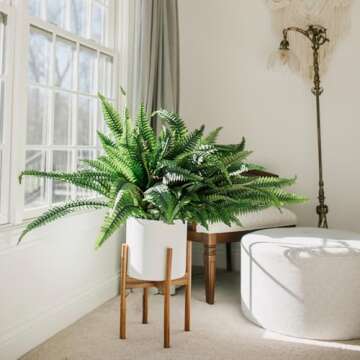 CQURE 45" Fake Ferns Artificial Plants Large,Artificial Boston Ferns Faux Hanging Plants for Outdoors Planter Home Garden Decor,60 Branches