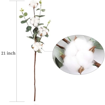 Stylish CEWOR Cotton Eucalyptus Stems for Home Decoration