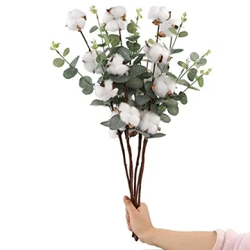 Stylish CEWOR Cotton Eucalyptus Stems for Home Decoration