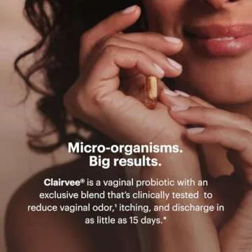 Bonafide Clairvee – Relief from Vaginal Odor – Hormone-Free, Drug-Free Vaginal Probiotic – Reduces Odor, Itching & Discharge* – 30 Day Supply (15 Capsules)