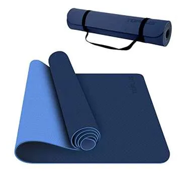 TOPLUS Yoga Mat - Classic 1/4 Inch Thick Pro Yoga Mat Eco Friendly Non Slip Fitness Exercise Mat with Carrying Strap-Workout Mat for Yoga, Pilates and Floor Exercises (Blue2)