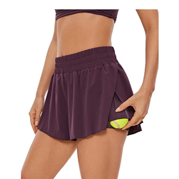 CRZ YOGA 2 in 1 Flowy Running Shorts for Women High Waisted Quick Dry Athletic Gym Lounge Workout Sh...