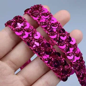 SEWDIYTR Sequin Lace Trim - 20 Yards of Pink and Green Elegance