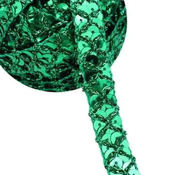 SEWDIYTR Sequin Lace Trim - 20 Yards of Pink and Green Elegance