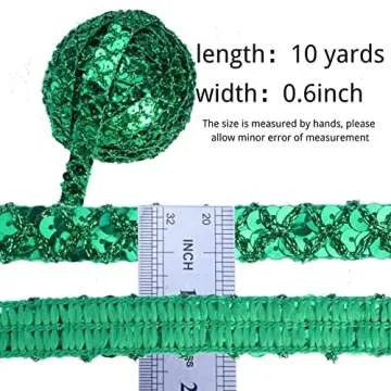 SEWDIYTR Sequin Lace Trim - 20 Yards of Pink and Green Elegance