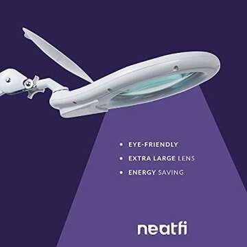 Neatfi Elite XL HD Super LED Magnifying Lamp with Clamp, Glass Lens, 6500K, Glare-Free (7 Inch Lens, White)