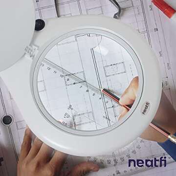 Neatfi Elite XL HD Super LED Magnifying Lamp with Clamp, Glass Lens, 6500K, Glare-Free (7 Inch Lens, White)