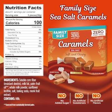 ChocZero Sugar Free Caramels - Keto Caramel Candy - All Natural, Classic Candies - Low Carb Snack (9...