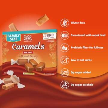 ChocZero Sugar Free Caramels - Keto Caramel Candy - All Natural, Classic Candies - Low Carb Snack (9oz Box)