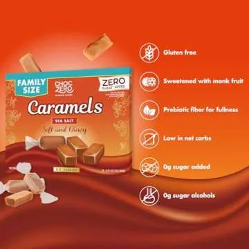 ChocZero Sugar Free Caramels - Keto Caramel Candy - All Natural, Classic Candies - Low Carb Snack (9oz Box)
