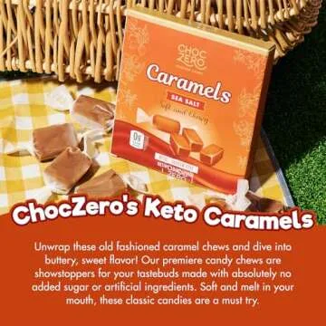 ChocZero Sugar Free Caramels - Keto Caramel Candy - All Natural, Classic Candies - Low Carb Snack (9oz Box)