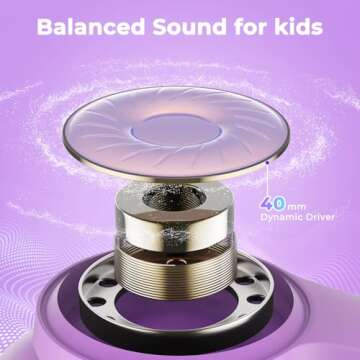 iClever BTH26 Active Noise Cancelling Headphones for Kids, 60H Play Time, Safe Volume 80dBA, Type C Fast Charging, Bluetooth5.4, Kids Bluetooth Headphones with Mic AUX Cord for iPad Airplane, Purple