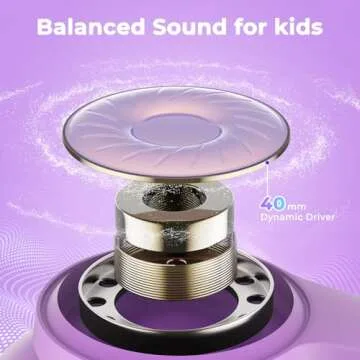 iClever BTH26 Active Noise Cancelling Headphones for Kids, 60H Play Time, Safe Volume 80dBA, Type C Fast Charging, Bluetooth5.4, Kids Bluetooth Headphones with Mic AUX Cord for iPad Airplane, Purple