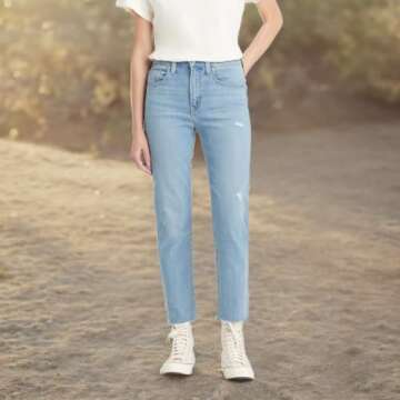 Levi's Women's 724 High Rise Straight Crop Jeans, (New) Light Indigo Worn in, 24