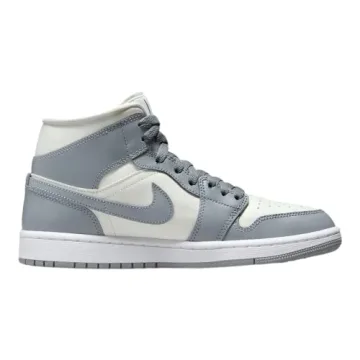 Jordan Women's WMNS Air 1 MID White/Silver Sneakers