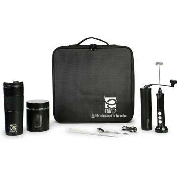 EMVICA Coffee Gift Set - 15oz Black French Press Coffee Maker Set - Great for Camping, Office, Home,...