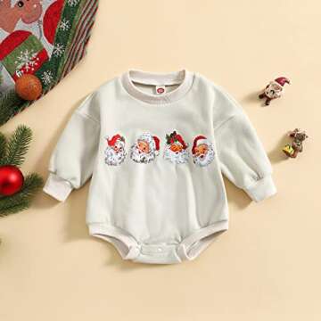 MERSARIPHY Baby Christmas Clothes Baby Boy Girl Sweatshirt Romper Santa Baby Romper Tops Fall Winter...