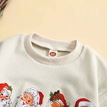 MERSARIPHY Baby Christmas Clothes Baby Boy Girl Sweatshirt Romper Santa Baby Romper Tops Fall Winter Outfits (White Four Santa, 0-3 Months)