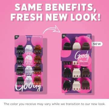 Goody SlideProof Mini Claw Clips - 12 Ct, Neutral Tones, Secure Grip Hair Styling Accessories for Women & Men, All Hair Types